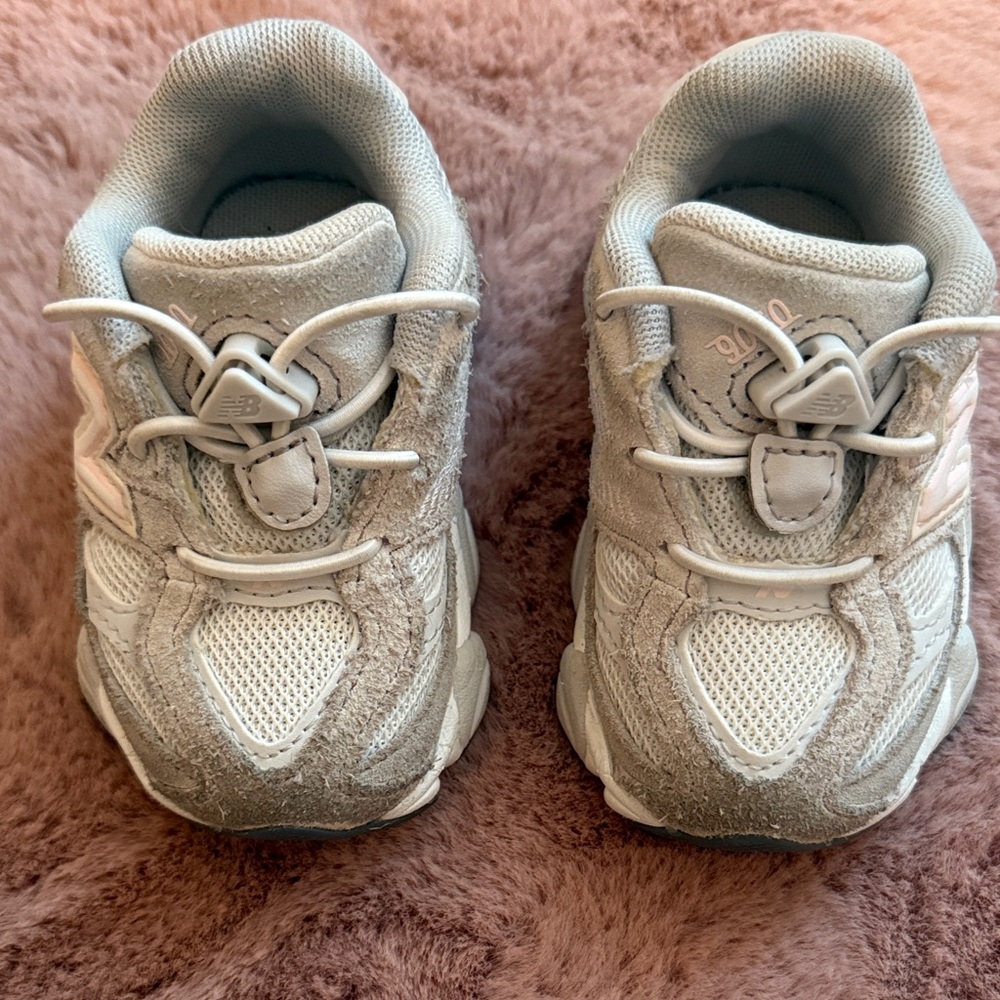 New Balance Kids' White and Gray Sneakers